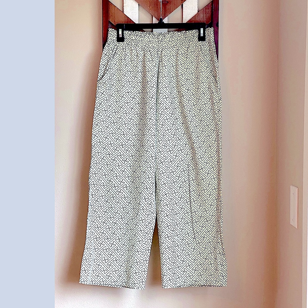 RARE S HOSS INTROPIA Pants Thin Geometric Elastic Pull On Pants Airy Wide Leg
